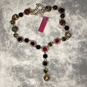 Christian Siriano Multicolor Crystal Y Necklace NEW
